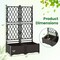 Black Elevated Garden Planter Box with Trellis and Drainage System